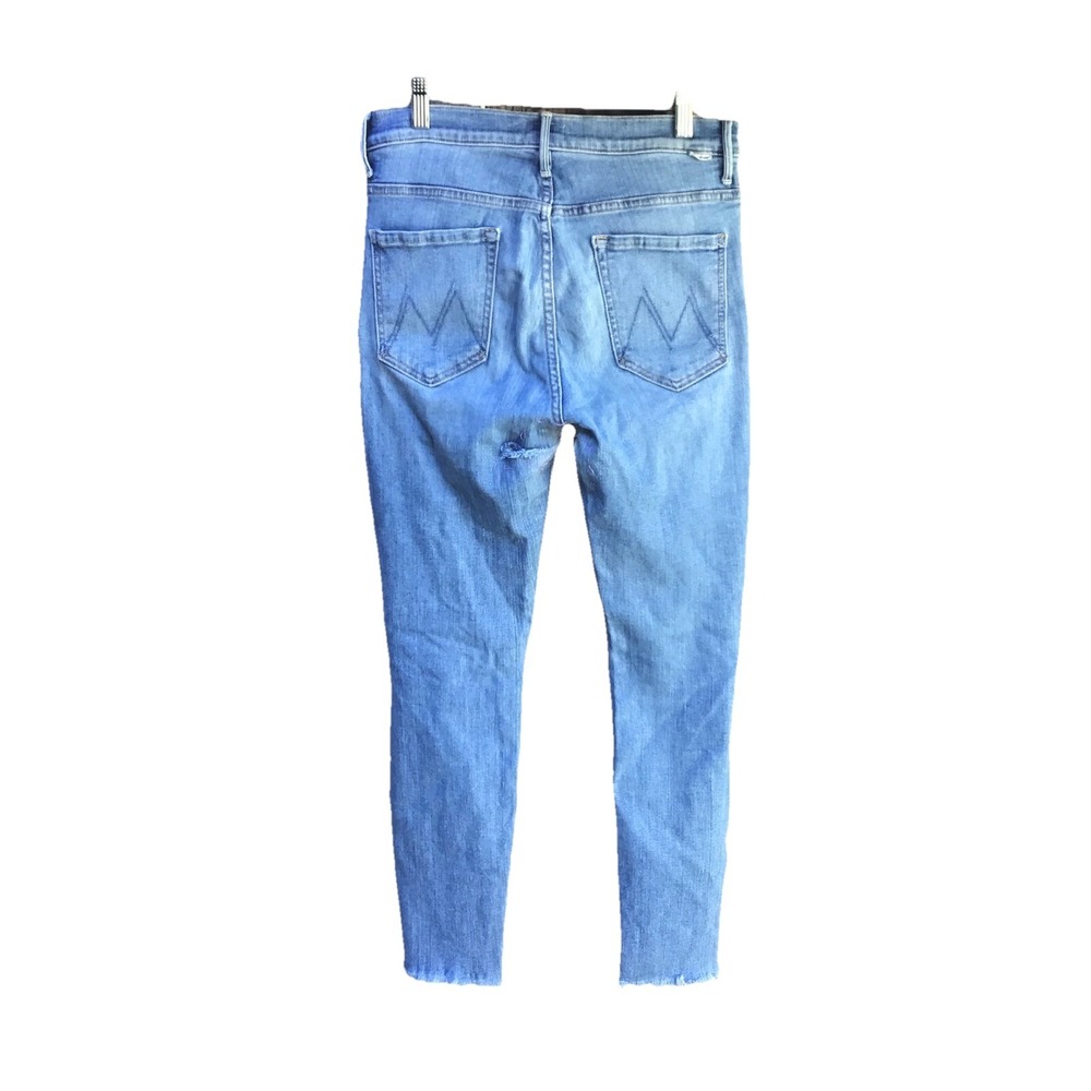 Mother The Looker Crop Fray Jeans 28 Blue Denim 30x28 AS IS Crotch Hole Repair